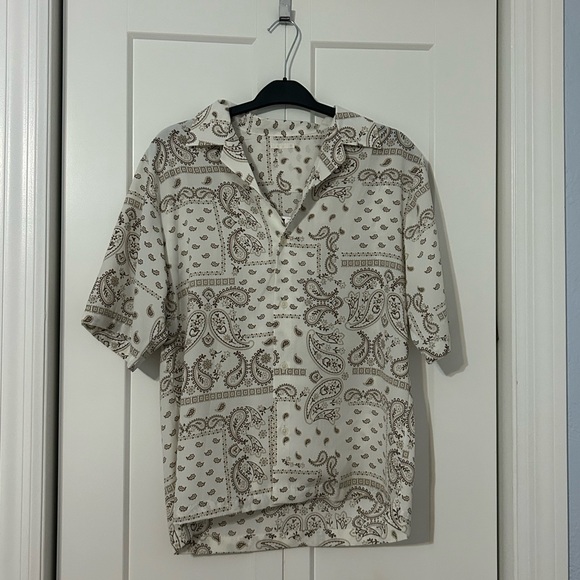 Other - Paisley Print Men's Shirt - White and Brown